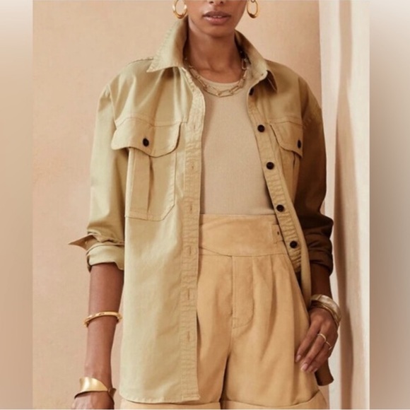 Reduced! BANANA REPUBLIC Cotton 4-season Shirt/Jacket, Large, Wheat - Picture 10 of 12